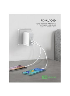 إل دينو شاحن سريع للسفر LDNIO A4403C مع كابل Lightning ومنافذ USB/Type C بقوة 30 وات - أبيض  - Image 3