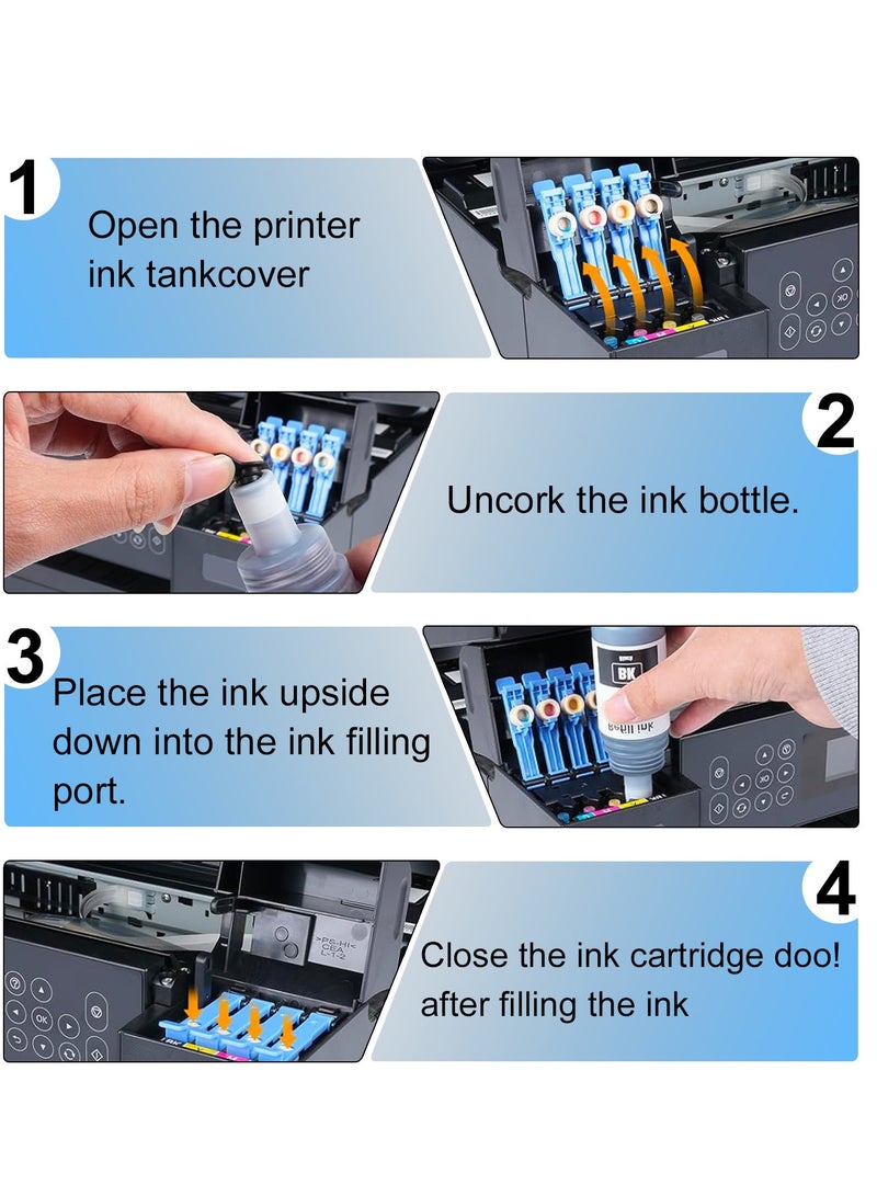 PRITMORE 103 Ink Cartridge 4-Colour Ink Compatible with Epsn 103 Bottle Set for for L1110‎ L3110 L3111 L3150 L3151‎ L3156 L3160 L5190‎ Printer (Black Cyan Magenta Yellow) - Image 5