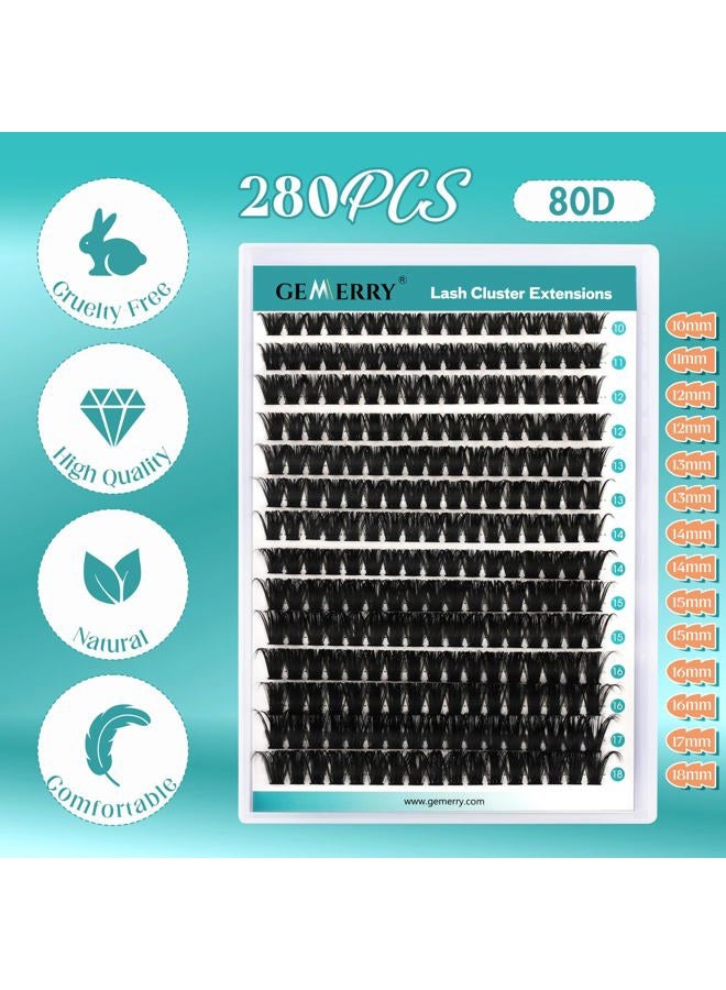 GEMERRY False Eyelash Set 280 Pieces 80D Extension DIY D Curl Individual Mixed Tray Natural Reusable Handmade Home Application (80D-0.07D-10-18Mix) - Image 2