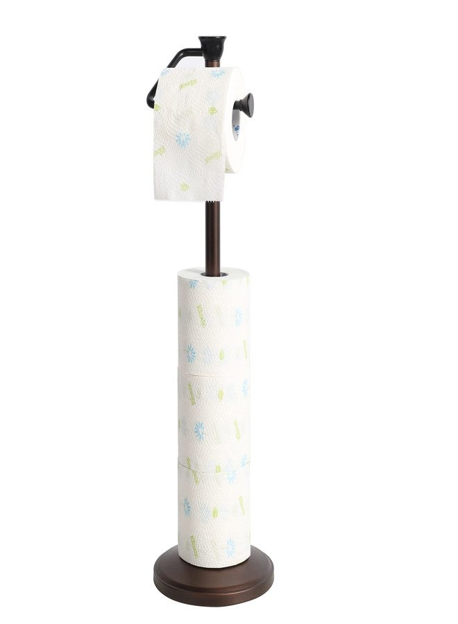 ZCCZ Toilet Paper Holder Stand, Freestanding Tissue Roll Dispenser with Reserve Storage, Bathroom Organizer for 5 Mega Rolls, Oil Rubbed Bronze Finish, Space-Saving Design for Modern Home Décor - Image 3