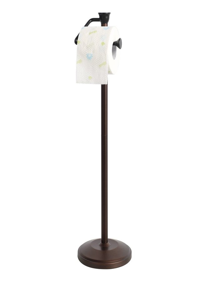 ZCCZ Toilet Paper Holder Stand, Freestanding Tissue Roll Dispenser with Reserve Storage, Bathroom Organizer for 5 Mega Rolls, Oil Rubbed Bronze Finish, Space-Saving Design for Modern Home Décor - Image 1