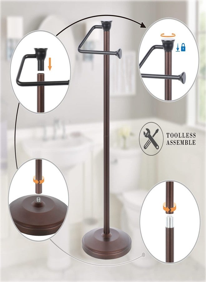 ZCCZ Toilet Paper Holder Stand, Freestanding Tissue Roll Dispenser with Reserve Storage, Bathroom Organizer for 5 Mega Rolls, Oil Rubbed Bronze Finish, Space-Saving Design for Modern Home Décor - Image 5