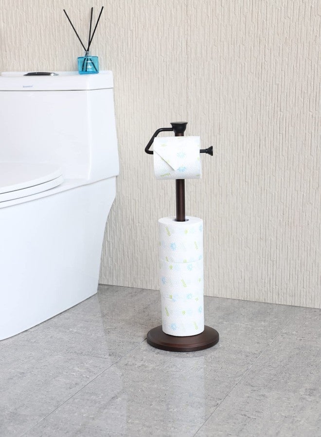 ZCCZ Toilet Paper Holder Stand, Freestanding Tissue Roll Dispenser with Reserve Storage, Bathroom Organizer for 5 Mega Rolls, Oil Rubbed Bronze Finish, Space-Saving Design for Modern Home Décor - Image 4