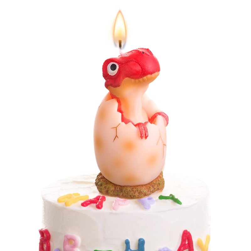 Mesiiloly Large Dinosaur Birthday Candle - Red Dinosaur Cake Topper Candles for Kids, 3.6 inches, Fun Dino Birthday Party Decoration - Image 1