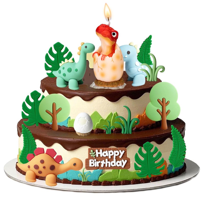 Mesiiloly Large Dinosaur Birthday Candle - Red Dinosaur Cake Topper Candles for Kids, 3.6 inches, Fun Dino Birthday Party Decoration - Image 3