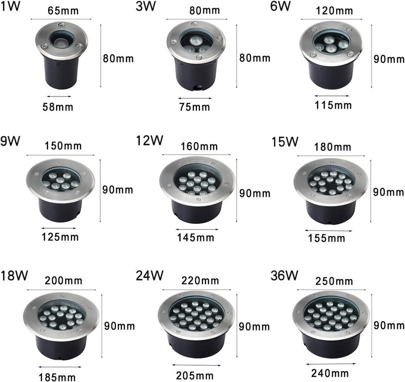 ضوء أرضي غائر خارجي / أضواء مدفونة بجهد منخفض AC12/24V IP66 مقاوم للماء LED تحت الأرض لممرات الحديقة والفناء والعشب والممرات والطرق وأضواء المناظر الطبيعية - Image 5