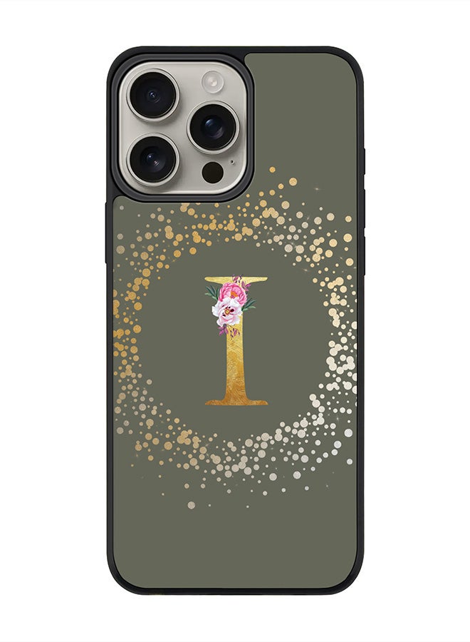Stylizedd For iPhone 16 Pro Max Case [Compatible with MagSafe] Slim Magnetic cover Phone Case iPhone 16 Pro Max -Custom Monogram Floral - I (Olive Green ) - Image 1