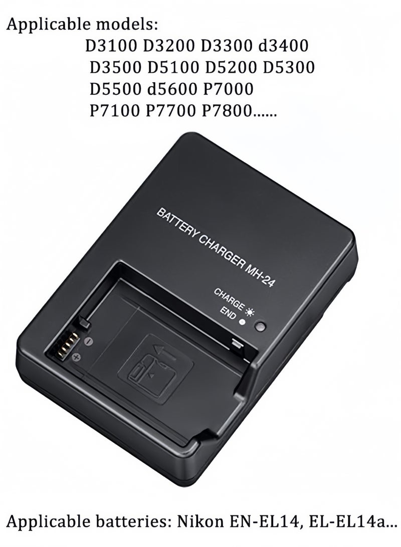 Camera Battery Charger MH-24 Charger compatible with Nikon D3100, D5100, D5200,D3300,D3200, P7000, P7100 for EN-EL14 Battery - Image 2