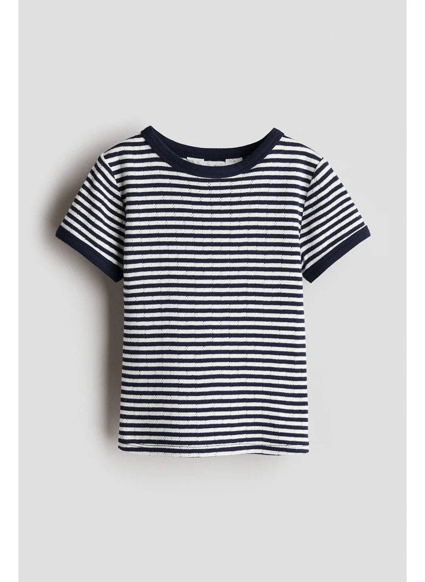 H&M Short-Sleeved Pointelle Jersey Top