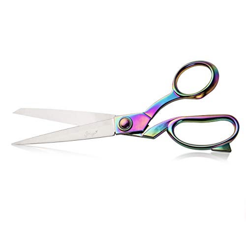 eZthings® 10" Dressmaker Sewing Classic Ultra Sharp Shears Heavy Duty Tailor Fabric Scissors in Titanium Coating Stainless Steel (10 Inch Rainbow) - Image 1