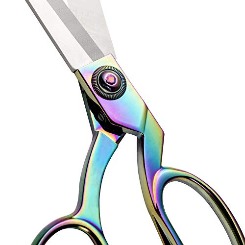 eZthings® 10" Dressmaker Sewing Classic Ultra Sharp Shears Heavy Duty Tailor Fabric Scissors in Titanium Coating Stainless Steel (10 Inch Rainbow) - Image 2