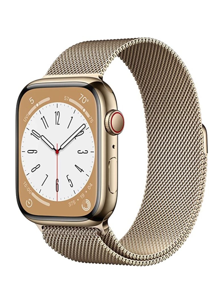 موكوم سوار بديل حلقة ميلانيز لساعة أبل 49 ملم 45 ملم 44 ملم - ذهبي