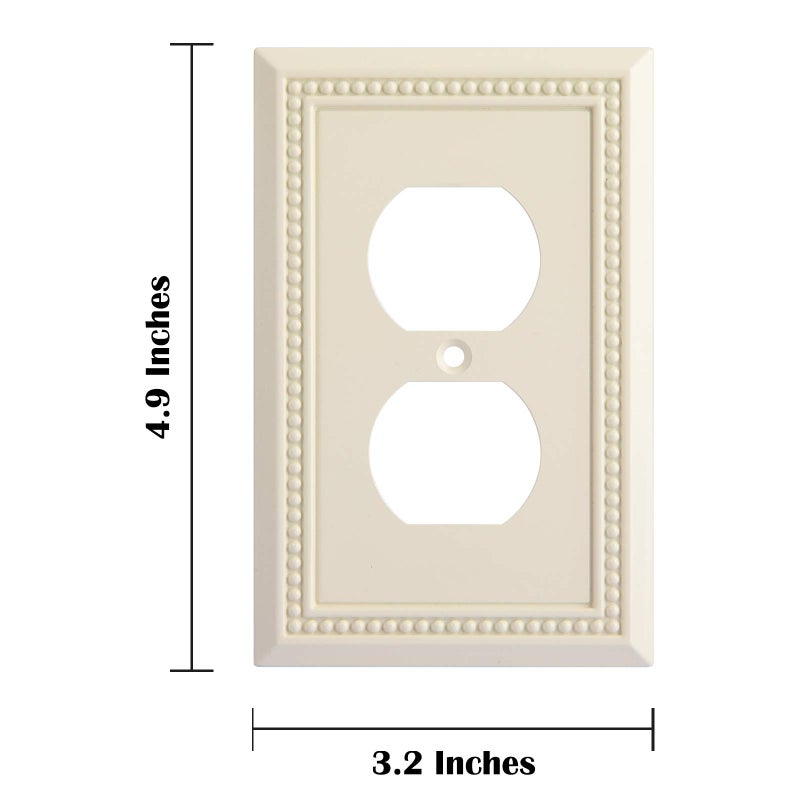 Henne Bery Sunken Pearls Heavy Duty Decorative Wall Plate Switch Plate Outlet Cover, Durable Solid Zinc Alloy (Single Duplex 2PK, Light Almond) - Image 3