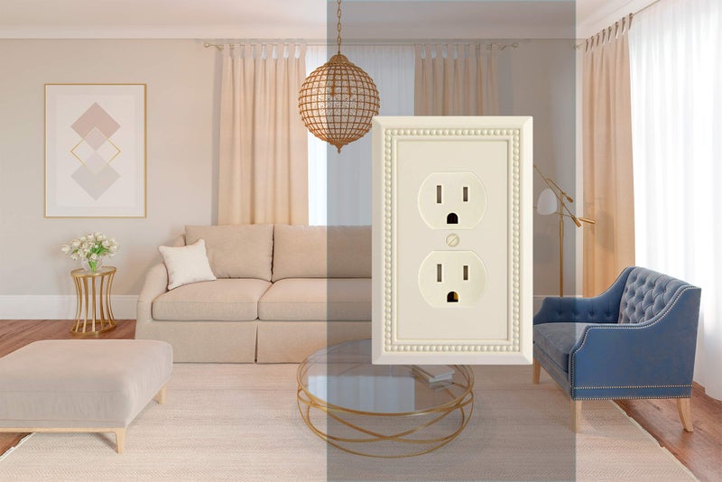 Henne Bery Sunken Pearls Heavy Duty Decorative Wall Plate Switch Plate Outlet Cover, Durable Solid Zinc Alloy (Single Duplex 2PK, Light Almond) - Image 5