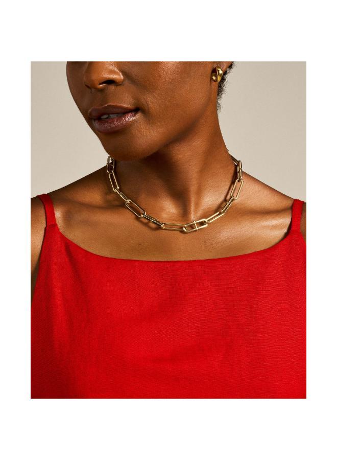 فوسيل قلادة سلسلة مرساة نحاسية بلمسة ذهبية تراثية - Image 5