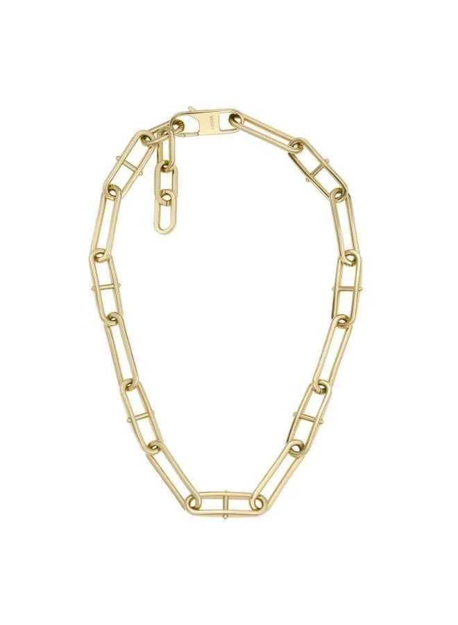 Fossil  Heritage Gold-Tone Brass Anchor Chain Necklace for Women | Best Price UAE