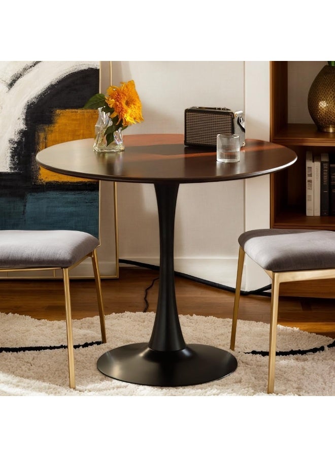 DubaiGallery طاولة جانبية دائرية ريترو - طاولة قهوة موفرة للمساحة للكنبة أو غرفة النوم أو الفناء، مثالية للمساحات الصغيرة، تصميم زخرفي ووظيفي، طاولة قهوة لغرفة المعيشة - Image 2