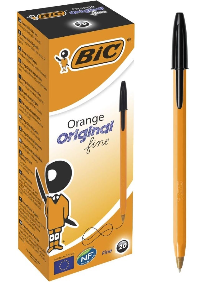 BIC Orange Original Fine Ballpoint Pens Fine Point (0.8 mm) - Black, Box of 20 - Image 1