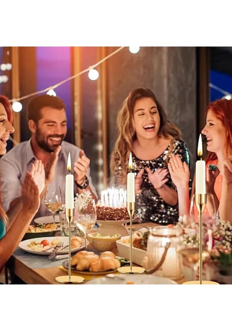 حامل شمعات ذهبي، حامل شمعة، حامل شمعة طويل من نوع تايبير، لزخرفة المنزل، الزفاف، العشاء، الحفلات، الاحتفال بالذكرى، يناسب شمعات سماكة 3/4 بوصة وشمعات LED (مجموعة من 6) - Image 4