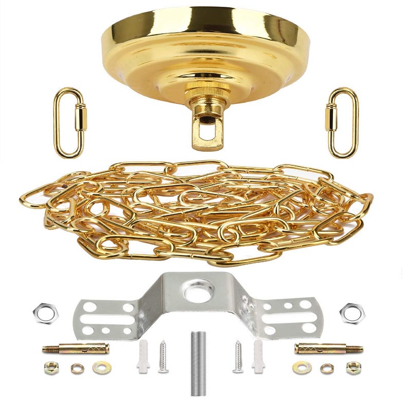 S SANGLE SOPFFY Sangle Soppfy Vingage Canopy Kit and Pendant Light Fixture Chain for Chandelier or Swag Light Fixtures,Maximum Weight of 60 Pounds, 6 feet,Heavy Duty,5 Inches Diameter (Pure Gold) - Image 1
