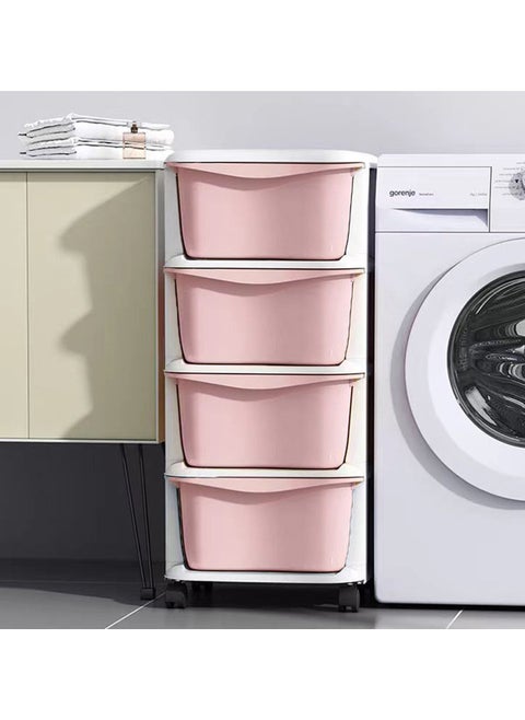 Drawer Storage Cabinet Chest of Drawers Toys Clothes Drawer Storage Box Plastic Storage Shelf Rolling Utility Cart   Organizer Containers With Wheels Living Room Bathroom Kitchen Storage Drawer Cabinet (Pink, 4 Layer)