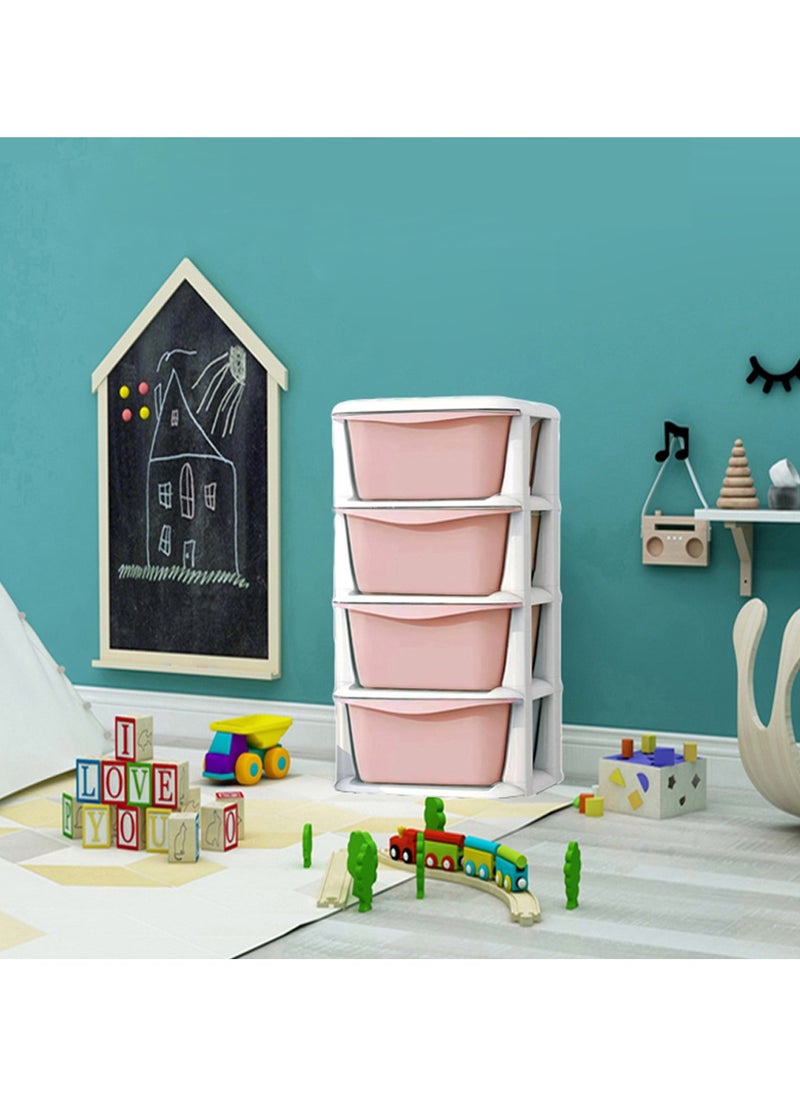 Alissa - Drawer Storage Cabinet Chest of Drawers Toys Clothes Drawer Storage Box Plastic Storage Shelf Rolling Utility Cart   Organizer Containers With Wheels Living Room Bathroom Kitchen Storage Drawer Cabinet (Pink, 4 Layer) - Image 1
