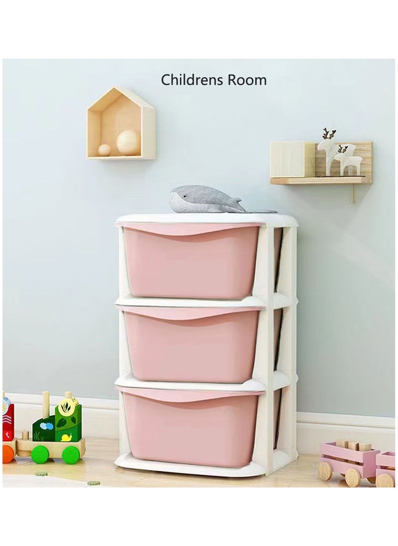 Alissa - Drawer Storage Cabinet Chest of Drawers Toys Clothes Drawer Storage Box Plastic Storage Shelf Rolling Utility Cart   Organizer Containers With Wheels Living Room Bathroom Kitchen Storage Drawer Cabinet (Pink, 4 Layer) - Image 1
