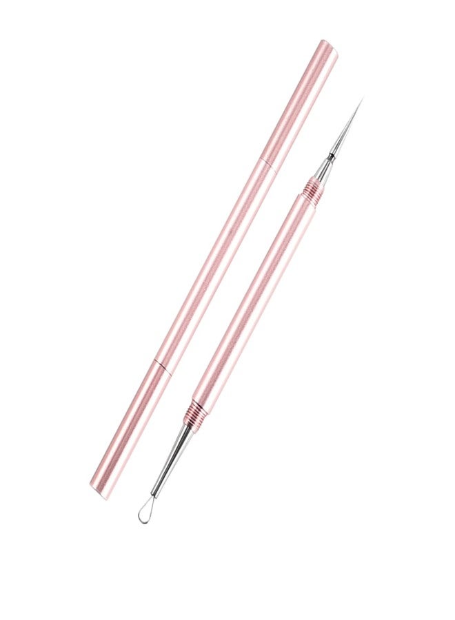 Sestball 2-in-1 Professional Stainless Steel Acne Removal Needle, Whitehead&Blackhead Remover Tool, Pimples Comedone Extractor Removal Tool, Double Ended Needle with Cap Removing for Nose Face Tools(Rose Gold) - Image 1