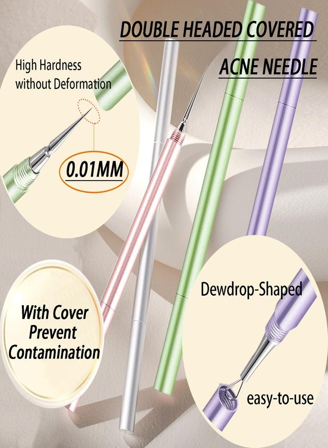 Sestball 2-in-1 Professional Stainless Steel Acne Removal Needle, Whitehead&Blackhead Remover Tool, Pimples Comedone Extractor Removal Tool, Double Ended Needle with Cap Removing for Nose Face Tools(Rose Gold) - Image 2