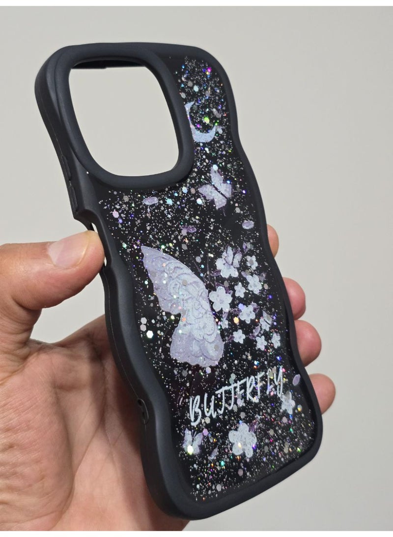 غطاء خلفي مطبوع عليه فراشه و مكتوب عليه Butterfly متوافق  مع هاتف اوبو ريلمي نوت 50 - Image 2