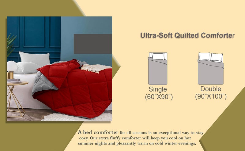 EDMUND Polyester - Heavy Winter Comforter Diamond Stitch Quilt 500 GSM Reversible Comforter 300 TC Double Bed Rajai/Blanket/Quilt (90" X 100") Heavy Winter Comforter For Double Bed | Teal & Dark Grey - Image 5