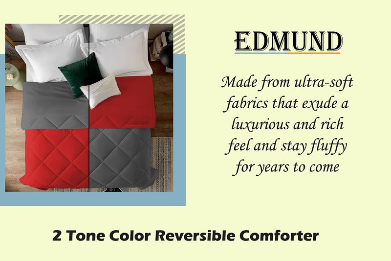 EDMUND Polyester - Heavy Winter Comforter Diamond Stitch Quilt 500 GSM Reversible Comforter 300 TC Double Bed Rajai/Blanket/Quilt (90" X 100") Heavy Winter Comforter For Double Bed | Teal & Dark Grey - Image 4