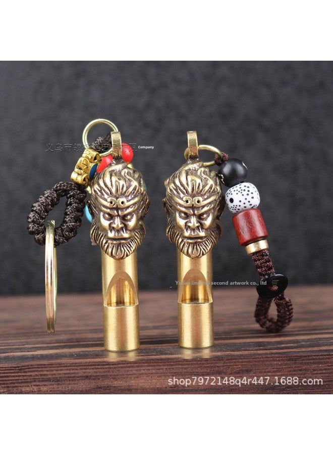 Generic Retro Brass Faucet Whistle Brass Outdoor Referee Monkey Head Whistle Keychain Pendant Wild Survival Whistle-Color:Faucet Whistle--xiangyun Rope - Image 3