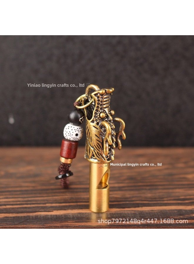 Generic Retro Brass Faucet Whistle Brass Outdoor Referee Monkey Head Whistle Keychain Pendant Wild Survival Whistle-Color:Faucet Whistle--xiangyun Rope - Image 1