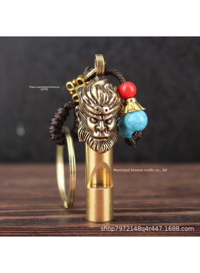 Generic Retro Brass Faucet Whistle Brass Outdoor Referee Monkey Head Whistle Keychain Pendant Wild Survival Whistle-Color:Faucet Whistle--xiangyun Rope - Image 4