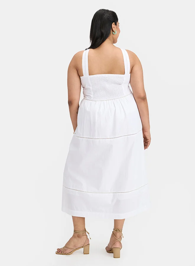 Virgio VIRGIO 100% Cotton Lace Panel Midi Dress