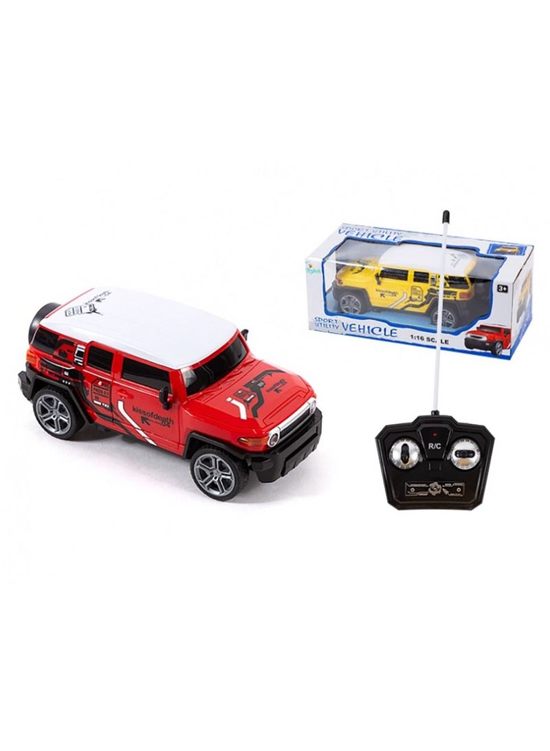 توي لاند لعبة سيارة FJ Cruiser قابلة لإعادة الشحن وجهاز تحكم عن بعد بمقياس 1:16 للأطفال - لون أحمر - Image 2