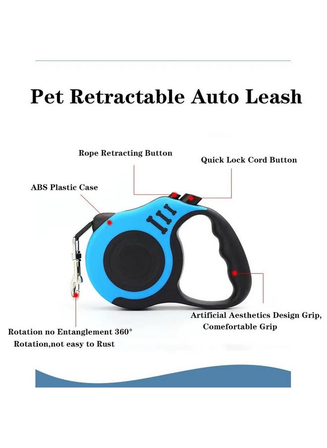 Generic - Chyix Pet Walking Leash with Anti-Slip Handle, Tangle-Free, Quick Lock, Pause and Unlock Buttons - Easy Roll-On with Your Thumb only, Suitable for Small and Medium Pets(5M,Blue) - Image 1