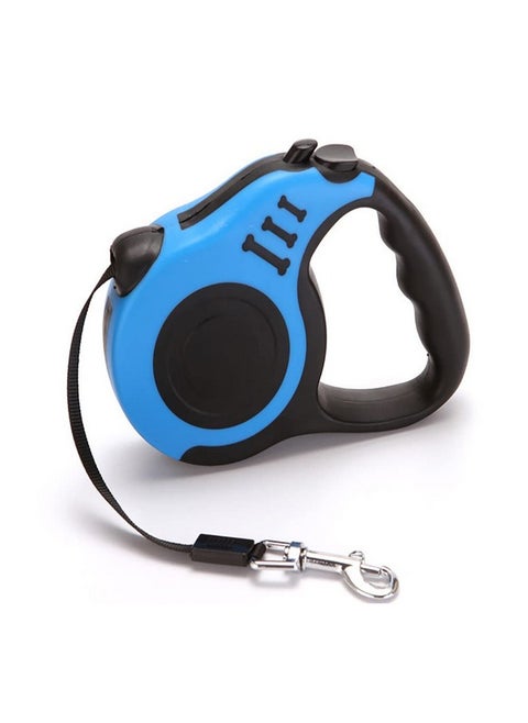 Chyix Pet Walking Leash with Anti-Slip Handle, Tangle-Free, Quick Lock, Pause and Unlock Buttons - Easy Roll-On with Your Thumb only, Suitable for Small and Medium Pets(5M,Blue)
