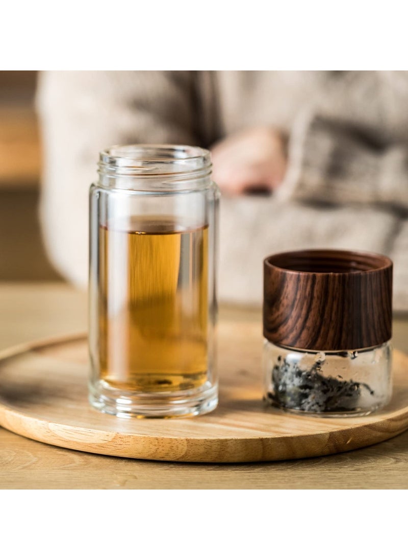 Generic - Double Glazed Tea Mug, 12.5Oz Glass Water Bottle with Tea Infuser Portable Tea Tumbler Travel Tea Mug for Tea, Coffee, Cold Water, Hot Water - Image 1