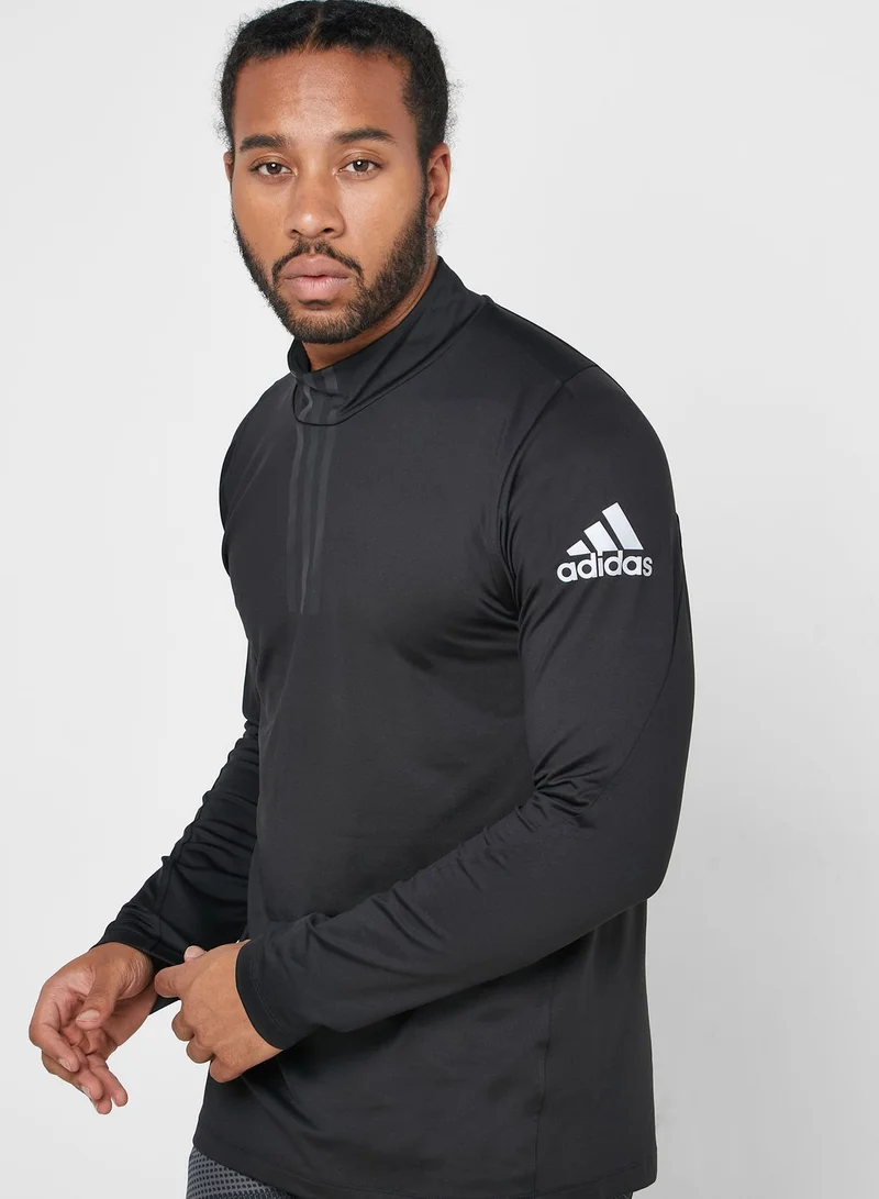 Adidas Warm 3 Stripe Mock T-Shirt