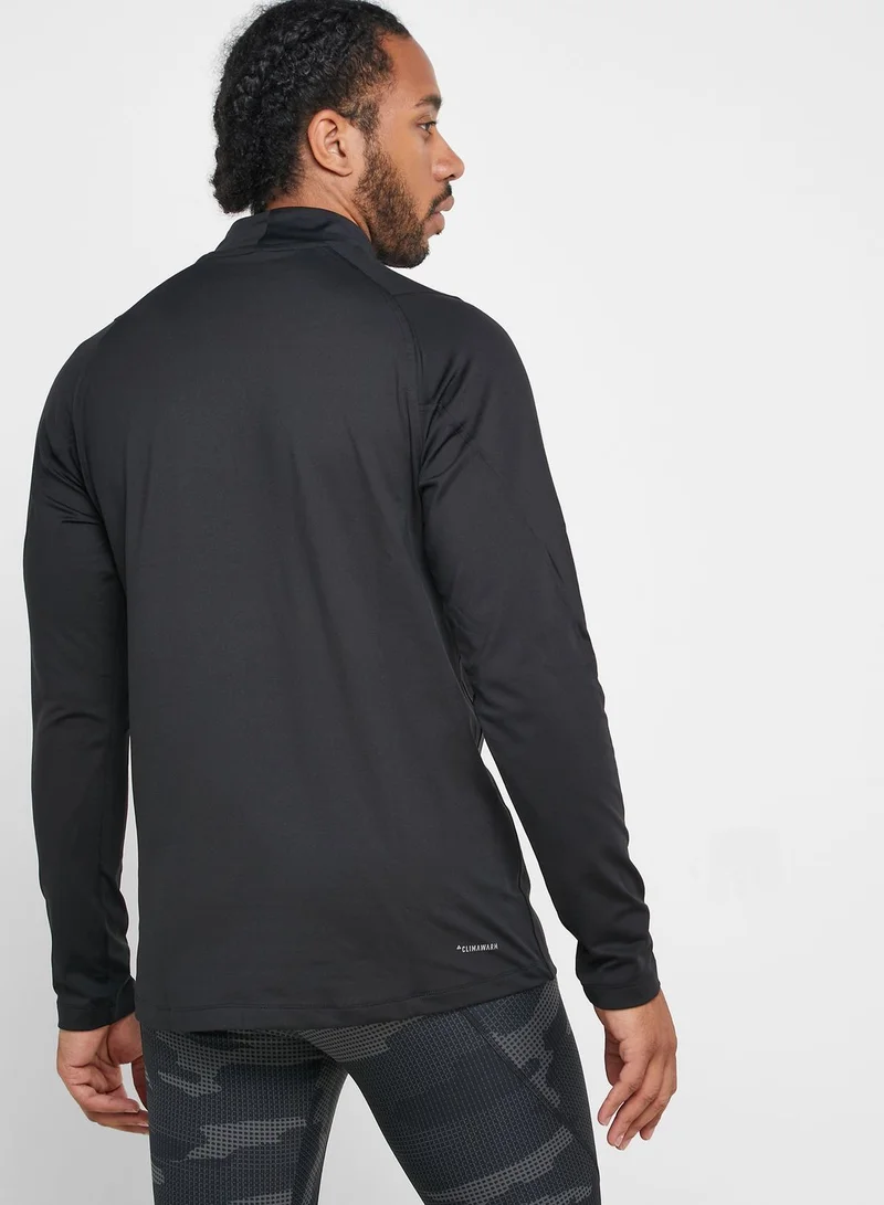 Adidas Warm 3 Stripe Mock T-Shirt