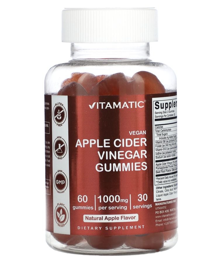 Vitamatic Vegan Apple Cider Vinegar Natural Apple 60 Gummies