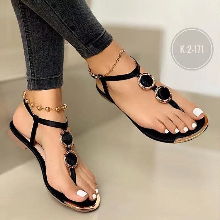 Beaded Sandals 2022 Summer Casual Flat Womens Shoes White  - Image 4