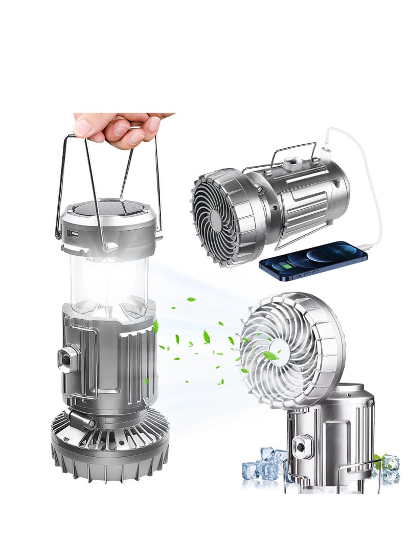 SYOSI فانوس تخييم شمسي 2200mAh ضوء تخييم LED مع مروحة تخييم، قابل لإعادة الشحن ومزود ببطارية، أضواء خيمة خارجية محمولة قابلة للطي ومقاومة للماء [فئة الطاقة A+++] - Image 1