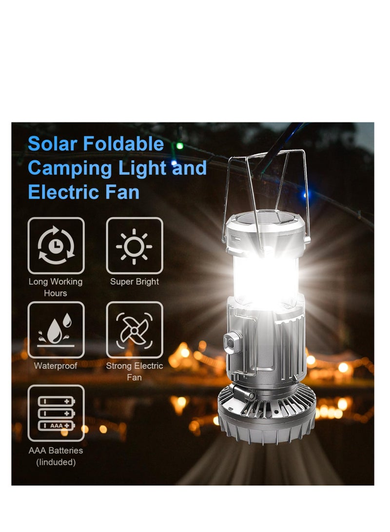 SYOSI فانوس تخييم شمسي 2200mAh ضوء تخييم LED مع مروحة تخييم، قابل لإعادة الشحن ومزود ببطارية، أضواء خيمة خارجية محمولة قابلة للطي ومقاومة للماء [فئة الطاقة A+++] - Image 2