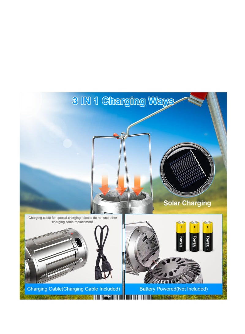 SYOSI فانوس تخييم شمسي 2200mAh ضوء تخييم LED مع مروحة تخييم، قابل لإعادة الشحن ومزود ببطارية، أضواء خيمة خارجية محمولة قابلة للطي ومقاومة للماء [فئة الطاقة A+++] - Image 4