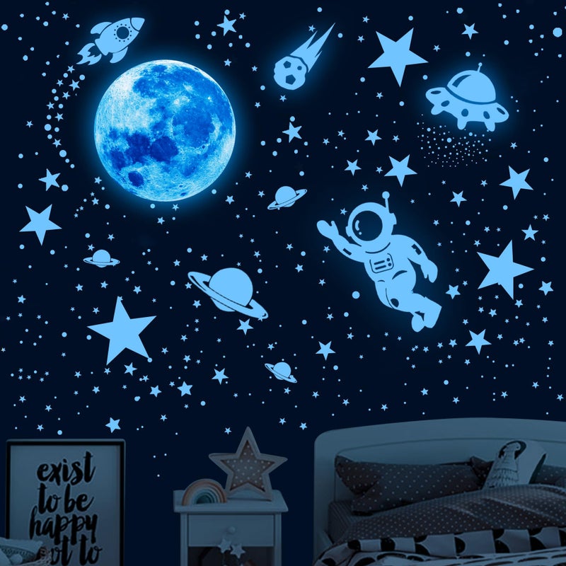 Nouata 530Pcs Glowing Stars for Ceiling,Glow in The Dark Stars,Space Wall Decals Solar System Galaxy Planets Wall Stickers for Kids, Wall Decor for Girls Kids Bedroom Nursery Birthday Party Favor - Image 1