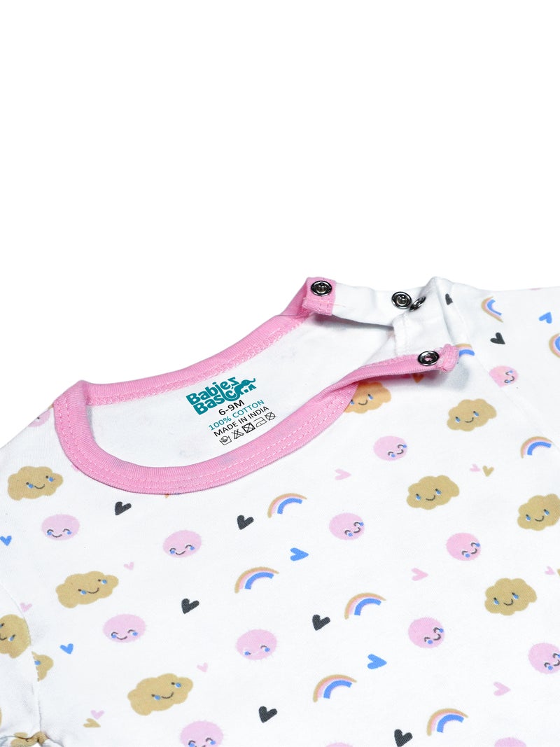 Babies Basic 5 piece Unisex 100% Cotton Sets include Bib, Romper, Mittens, Cap and Sleepsuit/Jumpsuit - Image 5