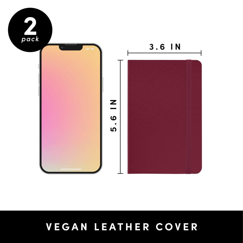 PAPERAGE Lined Pocket Journal Notebook, 1 Pack, (Burgundy), 160 Pages, Small, 3.6 inches x 5.6 inches - 100 GSM Thick Paper, Hardcover - Image 2